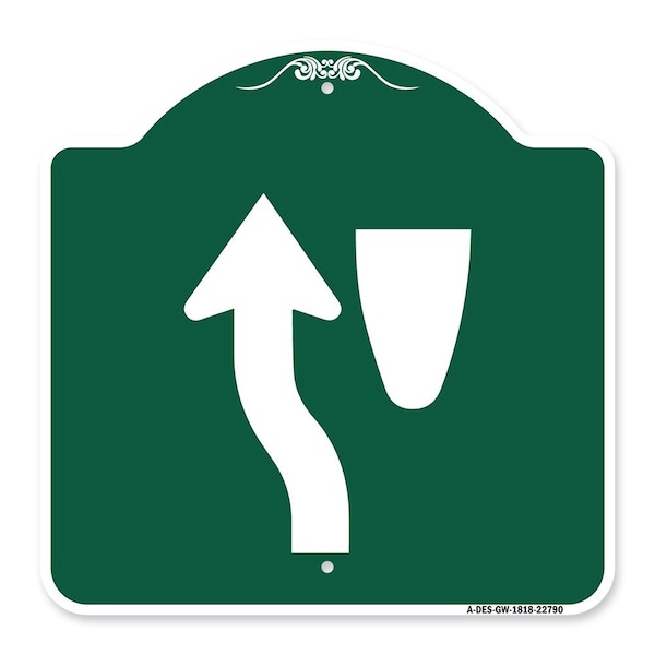 Designer Series Traffic Keep Left, Green & White Aluminum Sign, 18" x 18", GW-1818-22790